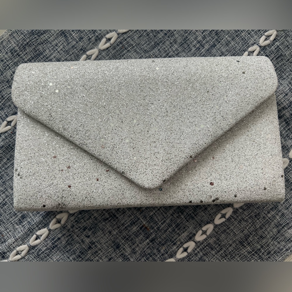 Silver clutch with strap